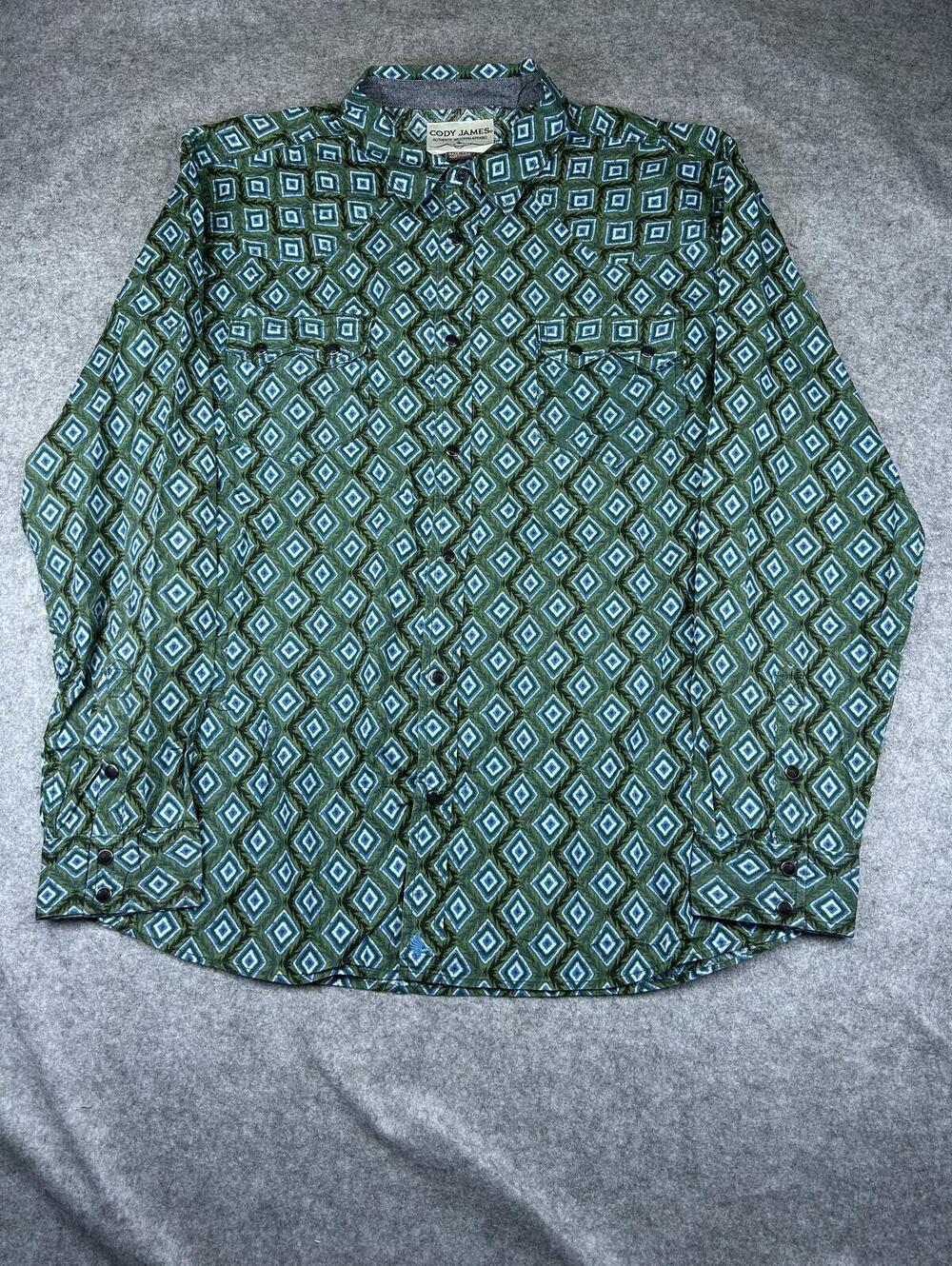 Cody James Authentic Western Shirt Pearl Snap Long Sleeve Men's 2XL Cowboy Farm